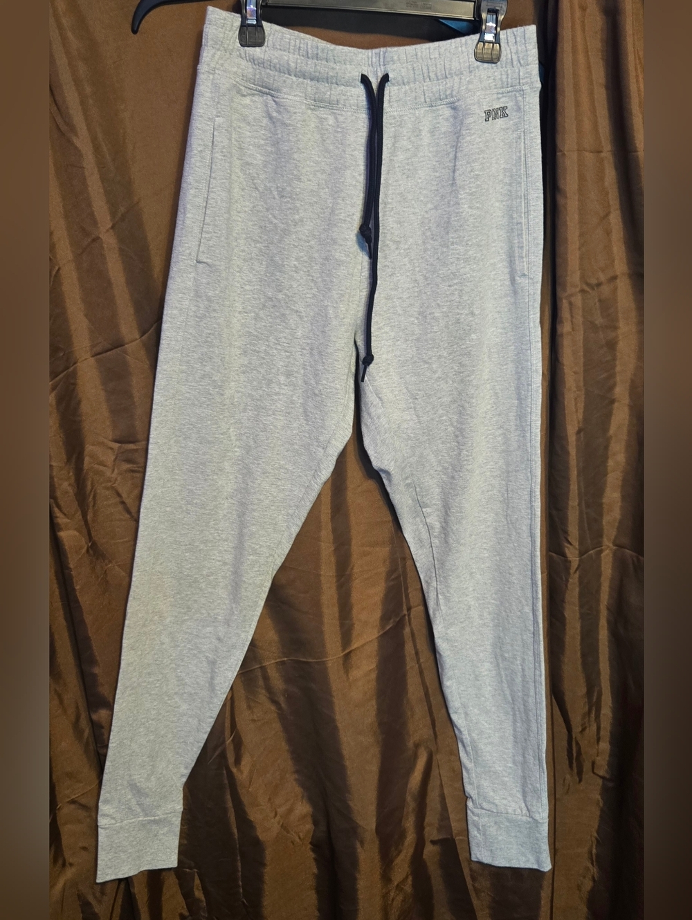 comfy PINK Victoria’s Secret high waisted jogger sweatpants in classic gray